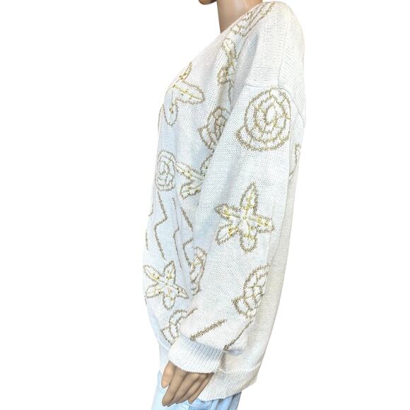 Cervelle Cardigan Sweater Women’s Large Abstract Geometric Embroidery VTG 90s - Picture 5 of 14